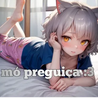 😵 2931aa8f Mó preguiça :3 애니메이션 여자, 고양이 귀, 잠옷, 귀여운, 게으른, 나태 telegram sticker