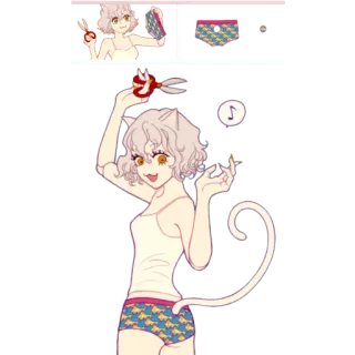 ✂️ 67679803 고양이 소녀, 속옷, 가위, 애니메이션 스타일 telegram sticker