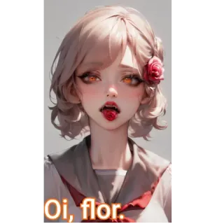 🌷 8da37d87 Oi, flor. 애니메이션, 귀여운, 여자, 교복, 장미 telegram sticker