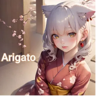 🫶 9a5837d2 Arigato 애니메이션, 여자, 고양이 귀, 기모노, 귀여운, 아리가토, 감사합니다, 일본어 telegram sticker