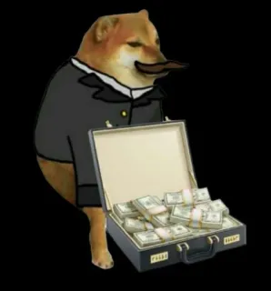 💸 00b79cd7 doge doge, geld, anzug, meme telegram sticker