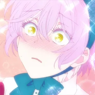 🩸 62ce7fd4 Anime, Słodkie, Rumieniec, Błysk, Różowe włosy whatsapp sticker