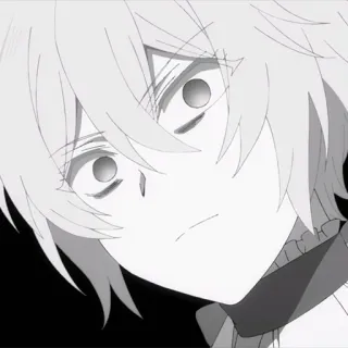 🩸 bde4966d Anime, Postać, Manga, Szary, Biały whatsapp sticker