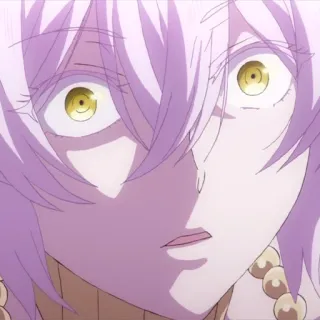 🩸 fbb0371f Anime, Postać, Fioletowe włosy, Żółte oczy, Dziewczyna anime whatsapp sticker