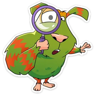 🔍 67883b2b cartoon, dier, vergrootglas, zoeken, onderzoek, nieuwsgierig telegram sticker