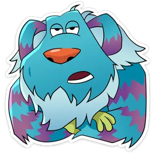 🙄 e57bcca8 monster, cartoon, blauw, harig, illustratie, dier telegram sticker
