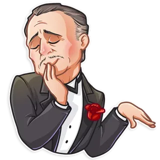 ☺️ 4f7711be Vito Corleone The Godfather เจ้าพ่อ, มาร์ลอน แบรนโด, มาเฟีย, ภาพยนตร์, อิตาลี, คอร์เลโอเน, กุหลาบ telegram sticker