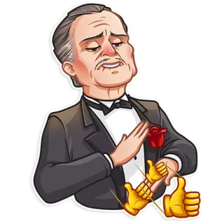 👍 71f2fd89 Don Corleone The Godfather มาเฟีย, ยกนิ้วให้, เจ้าพ่อ, ภาพยนตร์, ทักซิโด้ telegram sticker