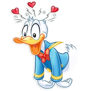 🥰 0749d686 Donald Duck Hoạt hình, Vịt, Disney, Tình yêu, Trái tim, Động vật telegram sticker