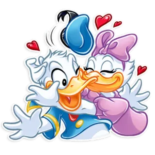💏 539997ad Donald Duck Hoạt hình, Vịt, Hôn, Tình yêu, Trái tim, Disney, Nhân vật, Vịt Donald, Vịt Daisy telegram sticker
