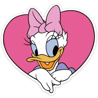 ❤️ 0efe8788 Daisy Duck เดซี่ ดั๊ก, ดิสนีย์, การ์ตูน, สติกเกอร์, หัวใจ, สีชมพู telegram sticker