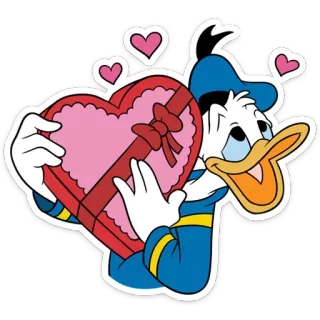 ❤️ aef90ef4 Donald Duck โดนัลด์ ดั๊ก, ดิสนีย์, การ์ตูน, หัวใจ, ความรัก, วันวาเลนไทน์ telegram sticker