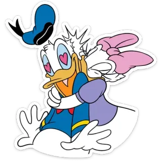 👫 e16998d3 Donald Duck โดนัลด์ ดั๊ก, เดซี่ ดั๊ก, การ์ตูน, ความรัก, กอด telegram sticker