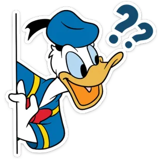 🤔 6bf1e80c Donald Duck Cartoon, Eend, Disney, Personage, Vraag, Sticker telegram sticker