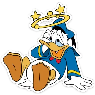 😵 711d11bb Donald Duck Cartoon, Donald Duck, Disney, Personage, Duizelig, Gewond telegram sticker