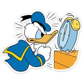 😠 9d895ef9 Donald Duck การ์ตูน, โกรธ, นาฬิกาปลุก, เป็ด, ดิสนีย์ telegram sticker