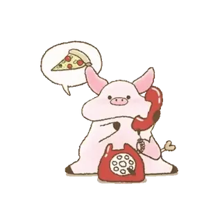 🐖 3d1a8d6c 猪, 披萨, 电话, 动物, 卡通, 食物 telegram sticker