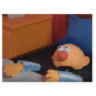 😰 909772db Yellow Guy Don't Hug Me I'm Scared pop, bed, cartoon, dhmis, gele man, slaperig telegram sticker