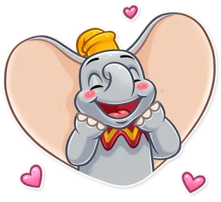 😍 a6d0848a Dumbo ダンボ, ディズニー, ゾウ, アニメ, かわいい, ハート telegram sticker