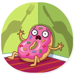 🍴 092a9f33 dona, comida, miedo, dibujos animados, postre whatsapp sticker
