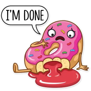 😨 5fbd90ab I'M DONE donut, comida, dibujo animado, triste, listo, abrumado whatsapp sticker