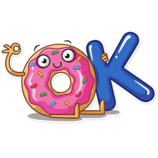 👌 9fa637b8 OK dona, ok, comida, dibujo animado, pegatina, postre whatsapp sticker