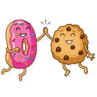 🙏 d0cb2149 dona, galleta, postre, comida, dibujo animado, choca esos cinco, lindo whatsapp sticker