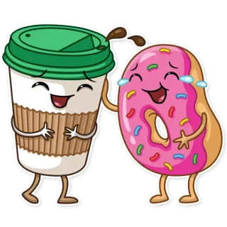 😂 d494b331 café, dona, comida, lindo, dibujos animados whatsapp sticker