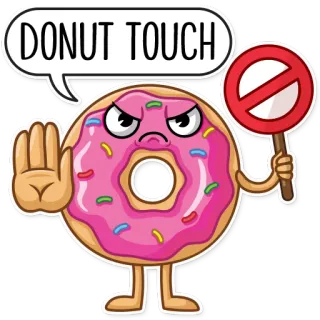 ✋ e06d14ba DONUT TOUCH dona, comida, postre, stop, no, prohibido, dibujo animado, enojado whatsapp sticker