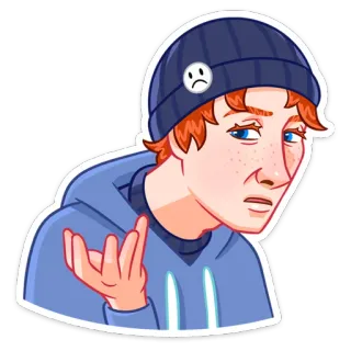 🤨 28c44665 Person, Mann, Junge, Verwirrt, Schulterzucken, Mütze, Sommersprossen telegram sticker