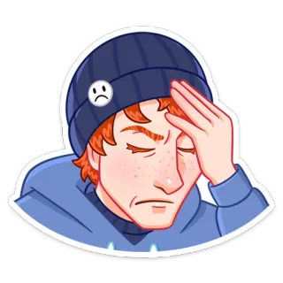 🤦 3359a944 traurig, verärgert, frustriert, Kopfschmerzen, Cartoon, Sticker, Emoticon telegram sticker