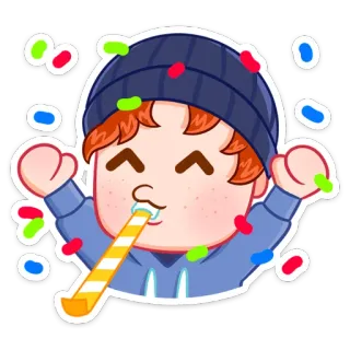 🥳 6449aa77 feier, party, konfetti, niedlich, cartoon, figur, fröhlich telegram sticker