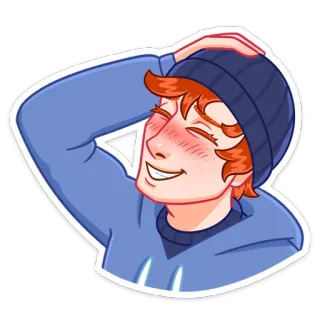 ☺ 6eec6574 person, comic, illustration, lächelnd, hut, blau, fröhlich, sticker telegram sticker