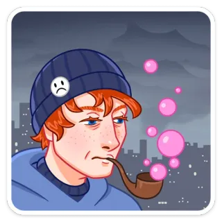 🤔 ccc93a1d person, pfeife, cartoon, figur, rauchen, mann, blasen telegram sticker