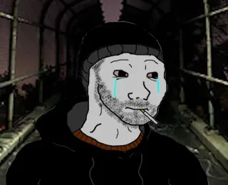 😭 32c54e5e 悲しい, 泣く, 落ち込む, タバコ, Wojak, ミーム telegram sticker