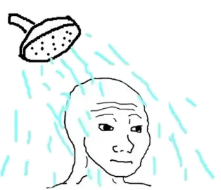 🌑 32ecc8c8 シャワー, Wojak, ミーム, 落ち込み, 悲しい, シャワー telegram sticker