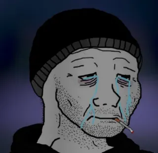 😭 785d10a2 悲しい, 喫煙, 泣く, 落ち込んでる, wojak telegram sticker