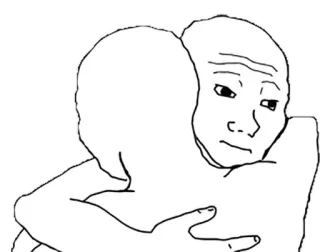 ❤️ b7aad06b ミーム, ハグ, 悲しい, Wojak telegram sticker