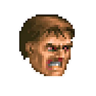 😣 63f227d3 Doomguy Doom Pixel, Retro, Jogo, Doom, Bravo, Rosto telegram sticker