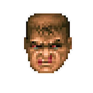 😕 78ac4765 Doomguy Doom video game, pixelizado, zangado, fuzileiro espacial, FPS telegram sticker
