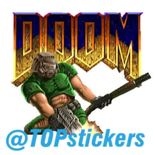 🔫 83773e93 Doomguy Doom @TOPstickers video game, shooter, arma, combate, armadura telegram sticker