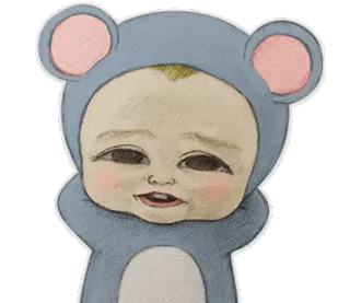 😓 185dacbf 赤ちゃん, 乳児, ネズミ, コスチューム, 可愛い, ポートレート, 子供 telegram sticker