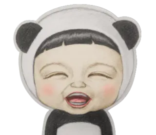 🤗 755916c6 パンダ, コスチューム, 幸せ, 笑顔, 漫画, 子供 telegram sticker