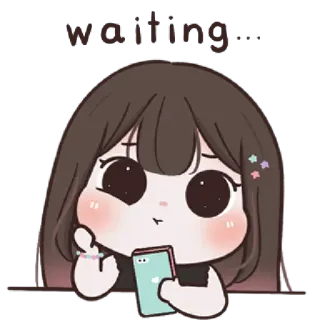 🌈 06a72d48 waiting รอ, น่ารัก, อนิเมะ, ผู้หญิง, โทรศัพท์, การ์ตูน, สติกเกอร์ whatsapp sticker