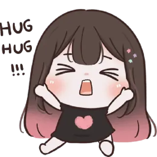 🌈 0be2fd65 HUG ME การ์ตูน, กอด, ผู้หญิง, น่ารัก, หัวใจ, คาวาอิ, อนิเมะ whatsapp sticker
