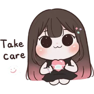 🌈 bdd17e0e Take Care การ์ตูน, น่ารัก, เด็กผู้หญิง, ดูแลตัวเอง, หัวใจ, หน้ากาก, คาวาอิ whatsapp sticker