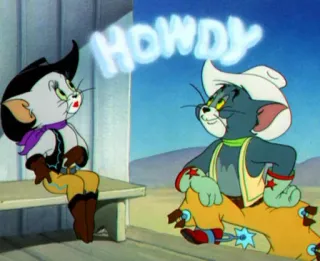 🤠 5eb234cb Tom Cat Tom and Jerry HOWDY 만화, 고양이, 카우보이, 서부극, Howdy, 텍사스 telegram sticker