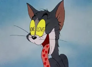 😍 ec362b69 Tom Cat Tom and Jerry LOVE LOVE 톰, 사랑, 만화, 고양이, 하트 telegram sticker