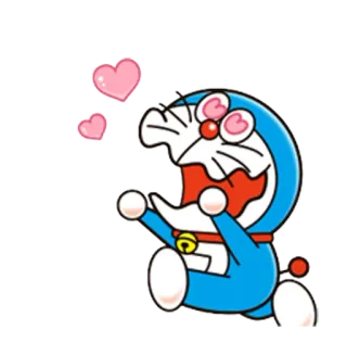 😍 1e0e59d9 Doraemon Doraemon, cartoon, anime, cat, robot, hearts, happy telegram sticker