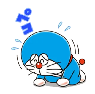 🙇 34d54d32 Doraemon ペコ doraemon, anime, cartoon, japanese, cat, robot, sweat, sad telegram sticker